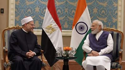 رئيس وزراء الهند يستقبل مفتي مصر في مقر إقامته في مستهل زيارته الرسمية للقاهرة