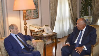 وزير الخارجية يستقبل نظيره السوري في القاهرة