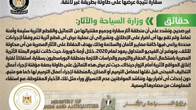 الحكومة تنفي تضرر تماثيل أثرية بسقارة نتيجة عرضها بطريقة غير لائقة