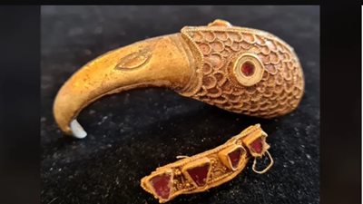 بعين واحدة.. علماء الآثار يكتشفون « رأس غراب ذهبي» في إنجلترا